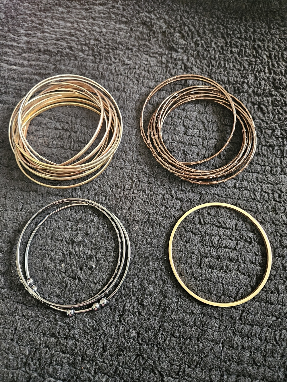 Mixed Metal Bangle Bracelet Bundle Gold Silver‎ Gunmetal Stackable Jewelry Set